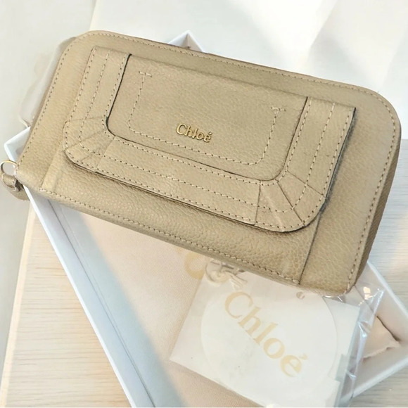 Chloe Handbags - Chloé | Bronze Calfskin Paraty Flap Zip Wallet